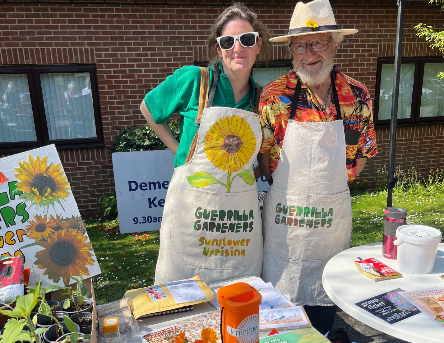 Guerrilla Gardeners Sunflower Uprising stall at the Men's Shed Open Day